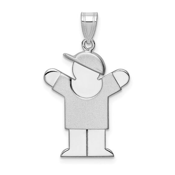 Kazi Luxury 14k White Gold Medium Boy w/Hat on Right Engravable Charm